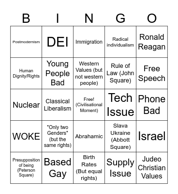 Save the West Bingo Card