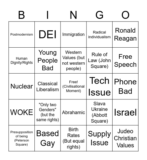 Save the West Bingo Card