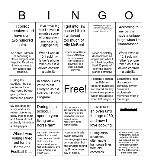Global Legal Leads Summit 2025 Bingo Card