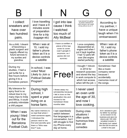 Global Legal Leads Summit 2025 Bingo Card