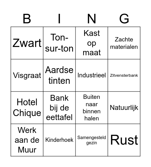 Vtwonen Bingo Card