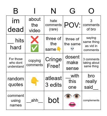 Brainrot Bingo Card
