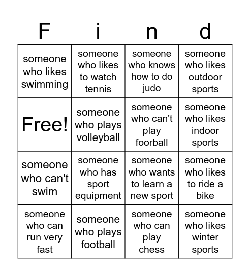 Find someone who Bingo Card