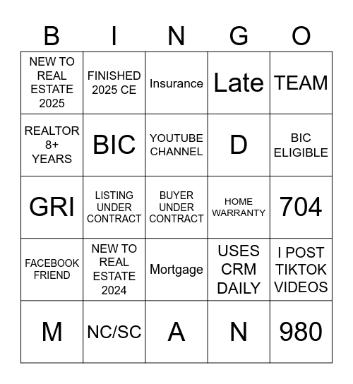 REALTOR® ICE-BREAKER Bingo Card