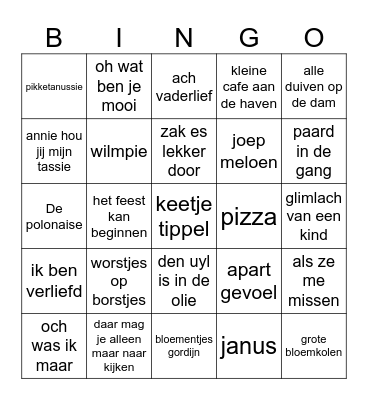 Muziekbingo Card