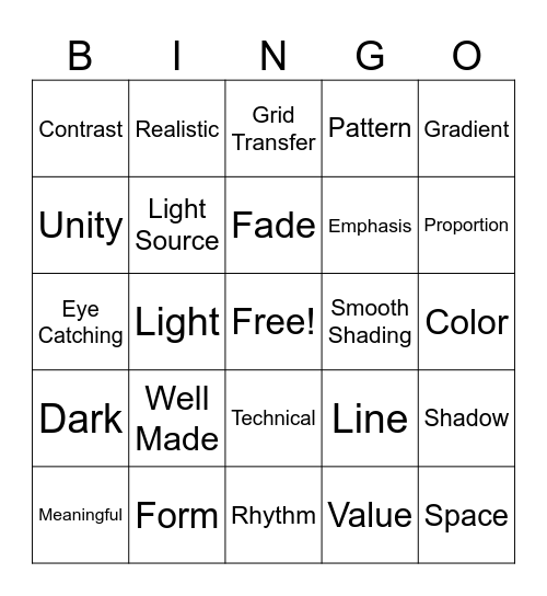 Art Unit 2 Bingo Card