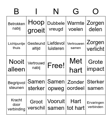 Home Start Bingo Card