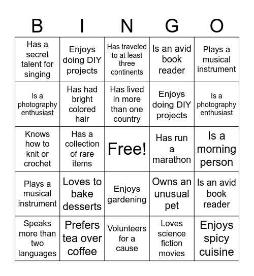 Value Teamwork Bingo Card