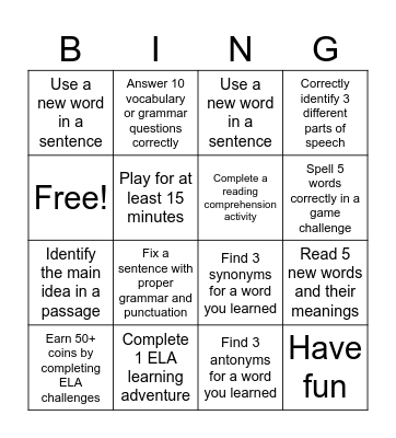 Boddle Bingo Card