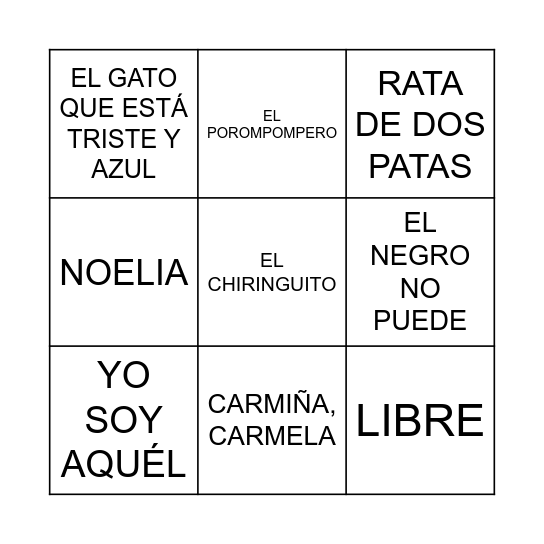 BINGO MUSICAL Bingo Card