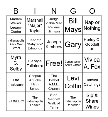 Child Advocates Black History Bingo Card
