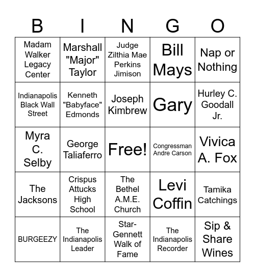 Child Advocates Black History Bingo Card
