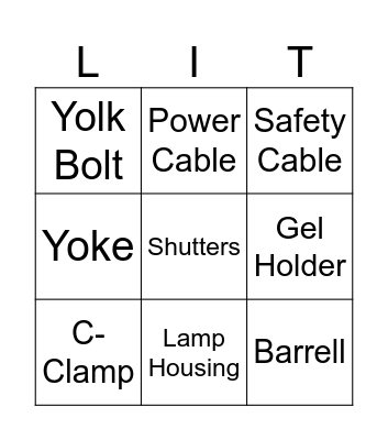 Parts of a light Bingo Card