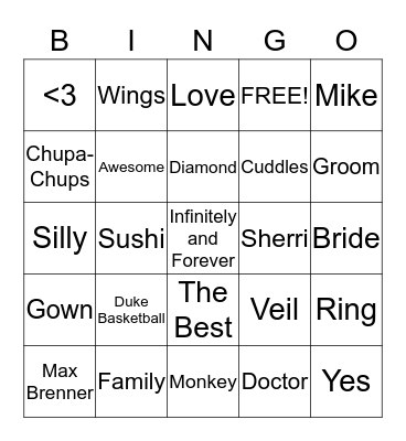 ** ~ Sherri and Mike ~ ** Bingo Card