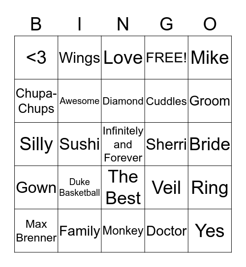 ** ~ Sherri and Mike ~ ** Bingo Card
