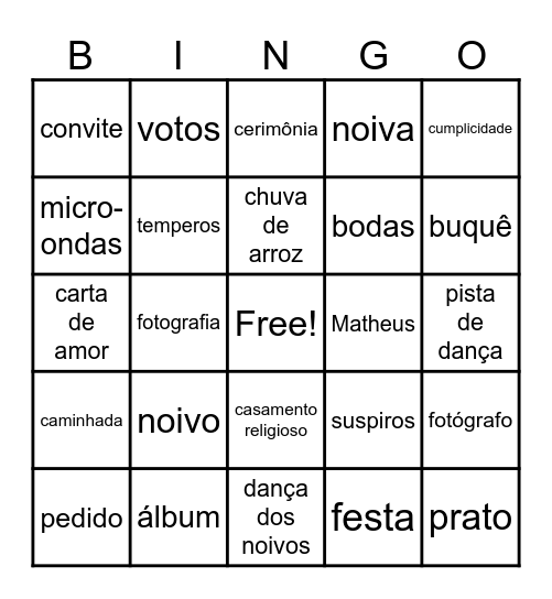 Chá da Jéssica Bingo Card