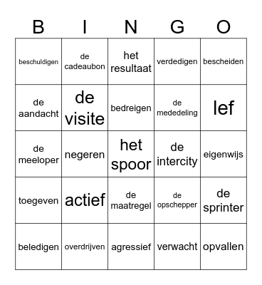 BINGO HOOFDSTUK 7 & 8 Bingo Card