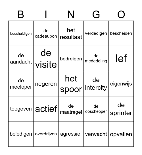 BINGO HOOFDSTUK 7 & 8 Bingo Card