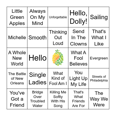 Grammy Song's' of the Year Bingo Card