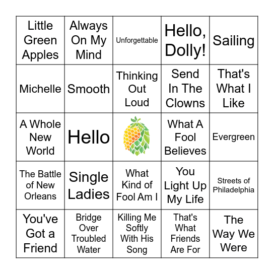 Grammy Song's' of the Year Bingo Card