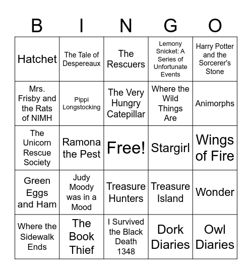 BOOK BINGO Card