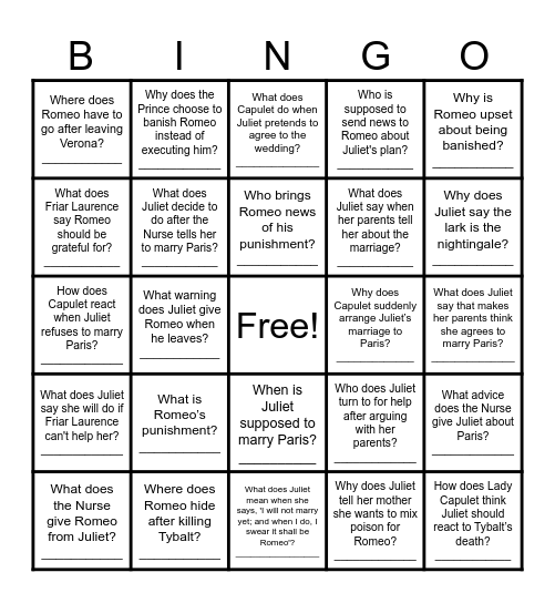 Act 3 BINGO! Bingo Card