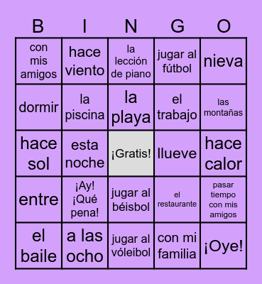 Autentico 4A & 4B Bingo Card