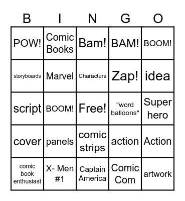 COMIC BOOK   by   Ana  A. Cavazos Bingo Card