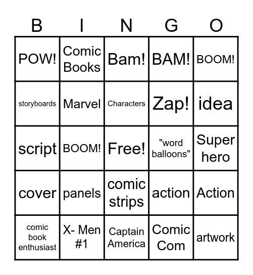 COMIC BOOK   by   Ana  A. Cavazos Bingo Card