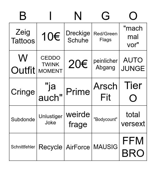DATE BING W Bingo Card