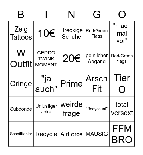 DATE BING Bingo Card