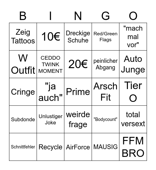 DATE BING W Bingo Card
