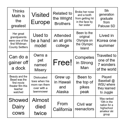 Staff Search Bingo Card