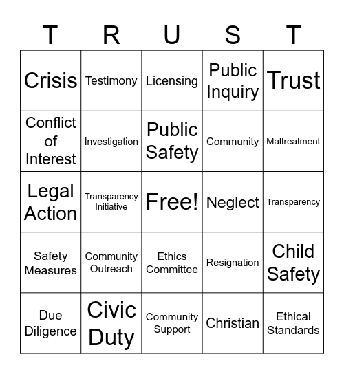 SSP City Council Accountability Bingo Card