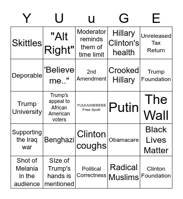 The Elephant VS The Donkey Bingo Card