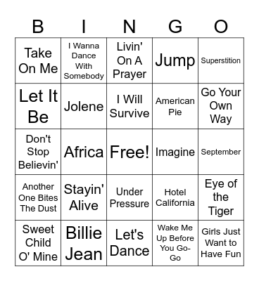 Music Bingo Card