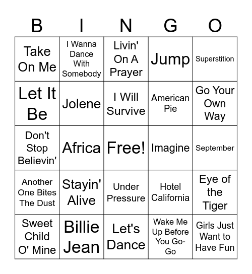 Music Bingo Card
