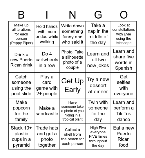 PIPER Puerto Rico BINGO Card