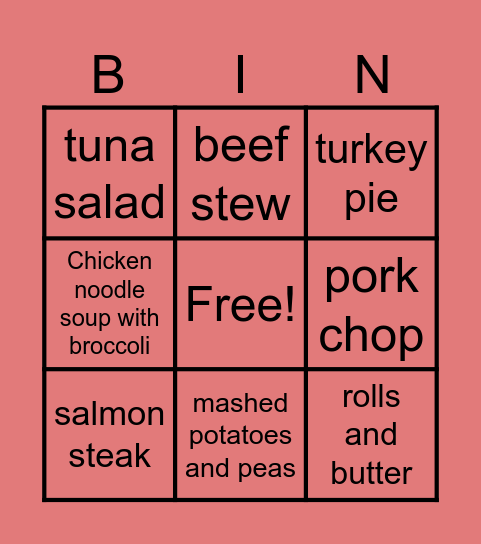 Mają Jedzonko Bingo Card