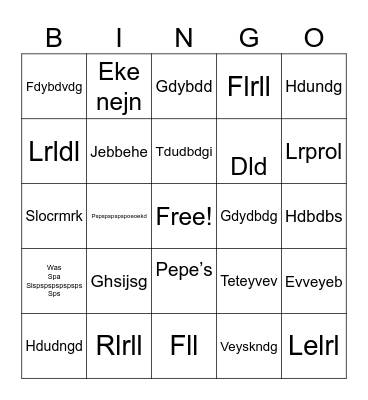 Fun bingo Card