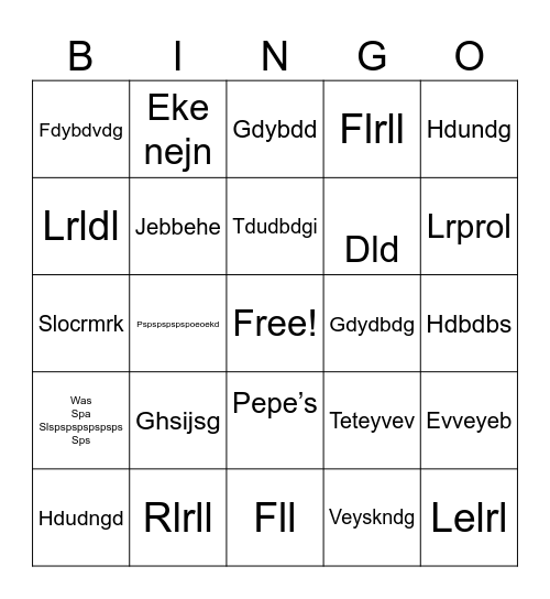 Fun bingo Card