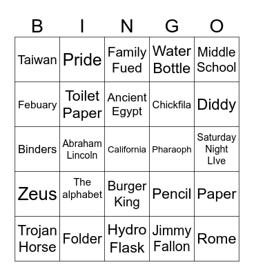 Bensito Bingo Card