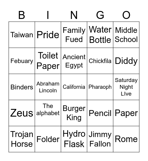 Bensito Bingo Card