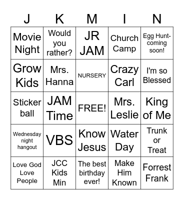 WE LOVE OUR JCC VOLUNTEERS! Bingo Card