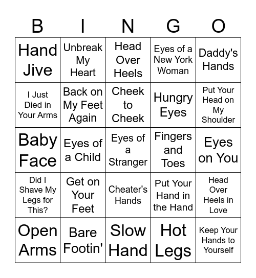 BODY PARTS Bingo Card