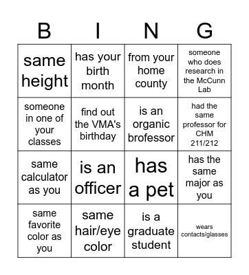 Find a brother who... Bingo Card