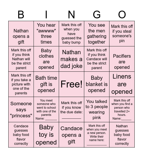 BABY SHOWER Bingo Card