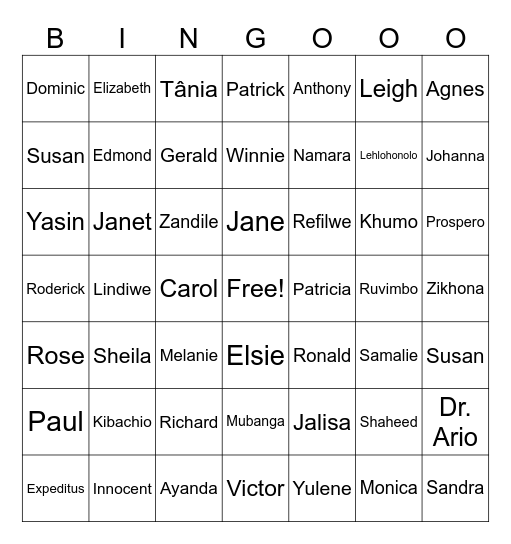 Policy Bingo! Bingo Card