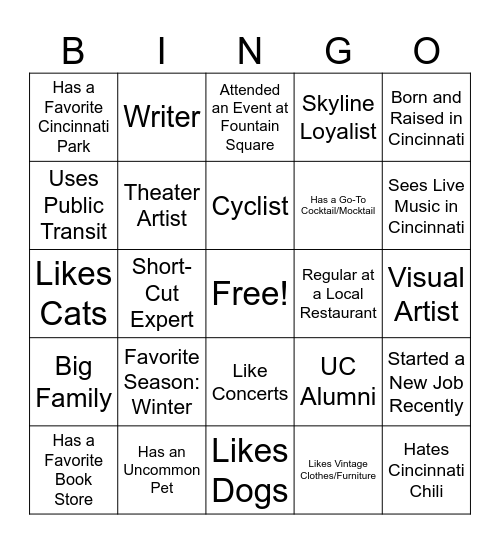 Playhouse Solo Night Bingo Card