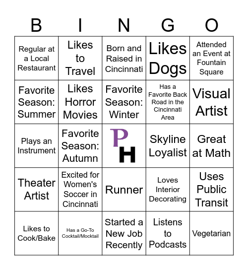 Playhouse Solo Night Bingo Card